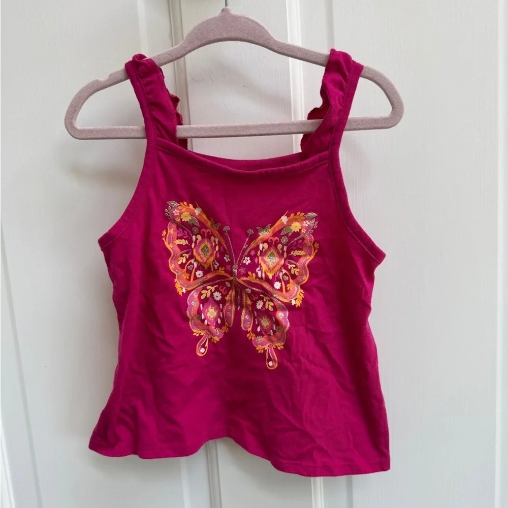 NWOT The Children's Place 2T Girls Pink Butterfly Sleeveless Top Blouse